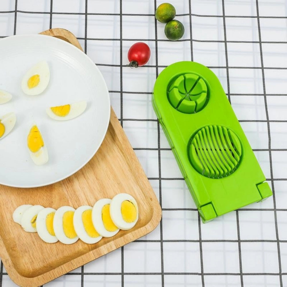 Snuggle Lifestyle Co. Pack Of_2_2 In 1 Boiled Egg and Mushroom Slicer Cutter Chopper Plastic With Stainless Steel Wired (Color:Assorted)