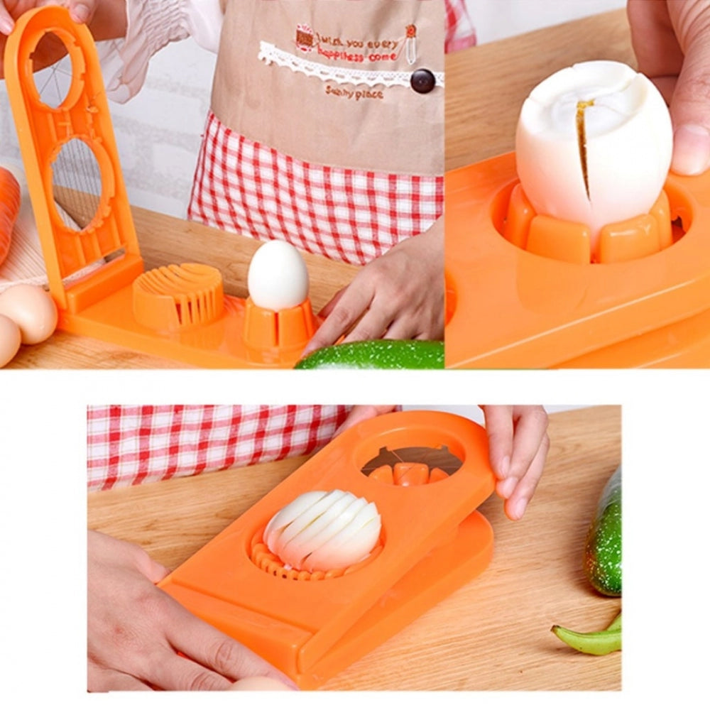 Snuggle Lifestyle Co. Pack Of_2_2 In 1 Boiled Egg and Mushroom Slicer Cutter Chopper Plastic With Stainless Steel Wired (Color:Assorted)