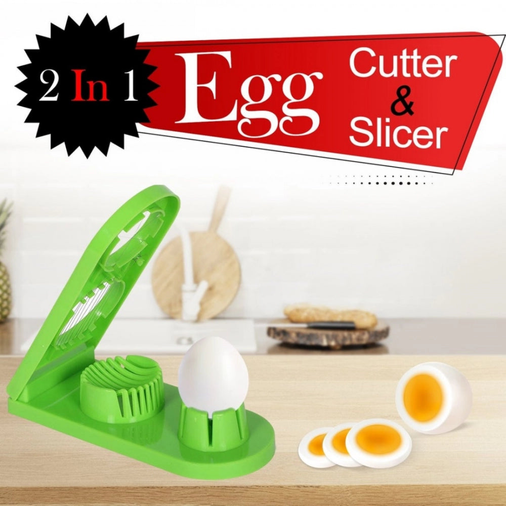 Snuggle Lifestyle Co. Pack Of_2_2 In 1 Boiled Egg and Mushroom Slicer Cutter Chopper Plastic With Stainless Steel Wired (Color:Assorted)