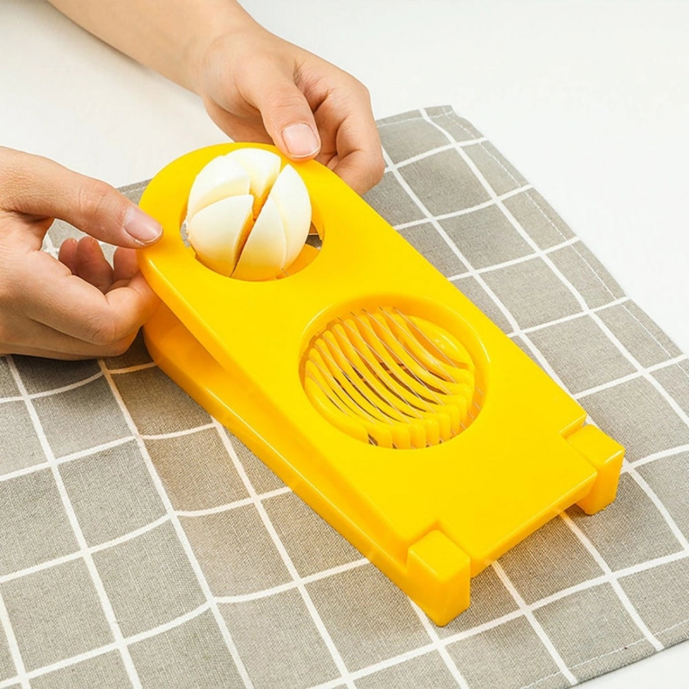 Snuggle Lifestyle Co. Pack Of_2_2 In 1 Boiled Egg and Mushroom Slicer Cutter Chopper Plastic With Stainless Steel Wired (Color:Assorted)