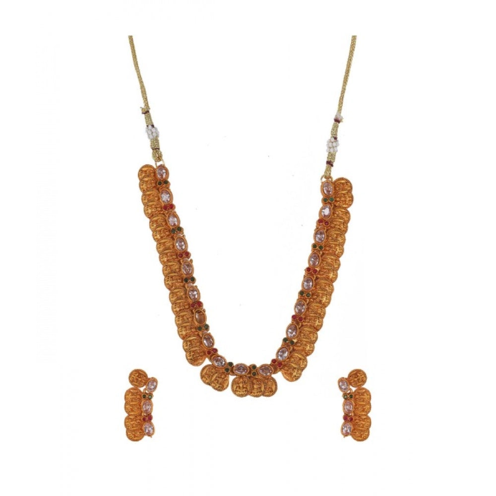 Snuggle Lifestyle Co. Women's Elegent Laxmi Coin Shape Jewellery Chowker Set (White, Free Size)