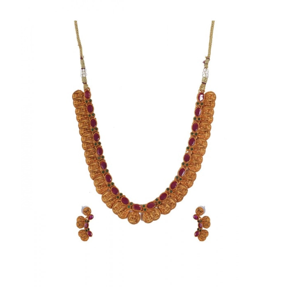 Snuggle Lifestyle Co. Women's Elegent Laxmi Coin Shape Jewellery Chowker Set (Red, Free Size)
