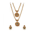 Snuggle Lifestyle Co. Women's Elegent And Modern Double Line Temple Jewellery Set (Green, Free Size)