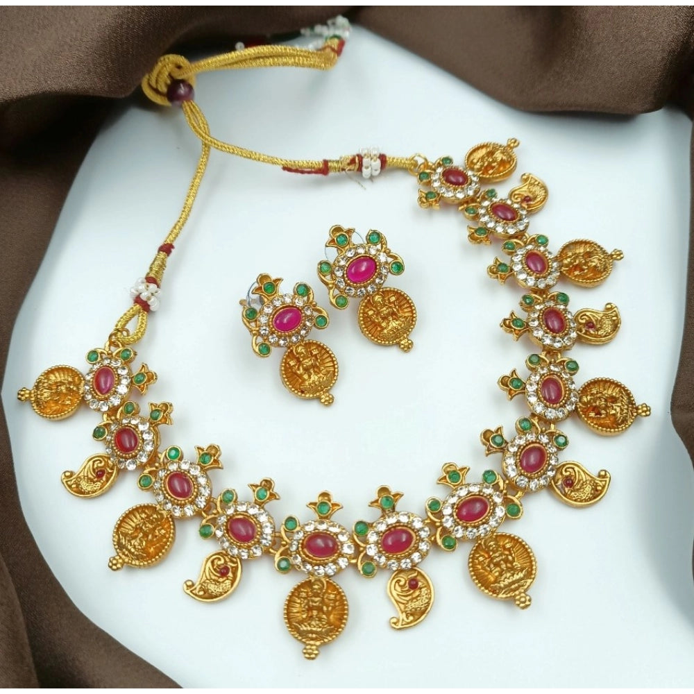 Snuggle Lifestyle Co. Women's Gold Plated Traditional Necklace and Earrings Set (Multi Color, Free Size)