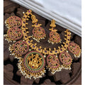 Snuggle Lifestyle Co. Women's Goddess Glamour Gold Plated Temple Necklace and Jhumka Set (Multi Color, Free Size)