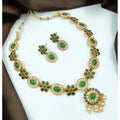 Snuggle Lifestyle Co. Women's Temple Elegance Gold Plated Necklace and Earrings Set (Green, Free Size)