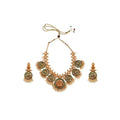 Snuggle Lifestyle Co. Women's Goddess Glamour Gold Plated Temple Necklace and Jhumka Set (Green, Free Size)