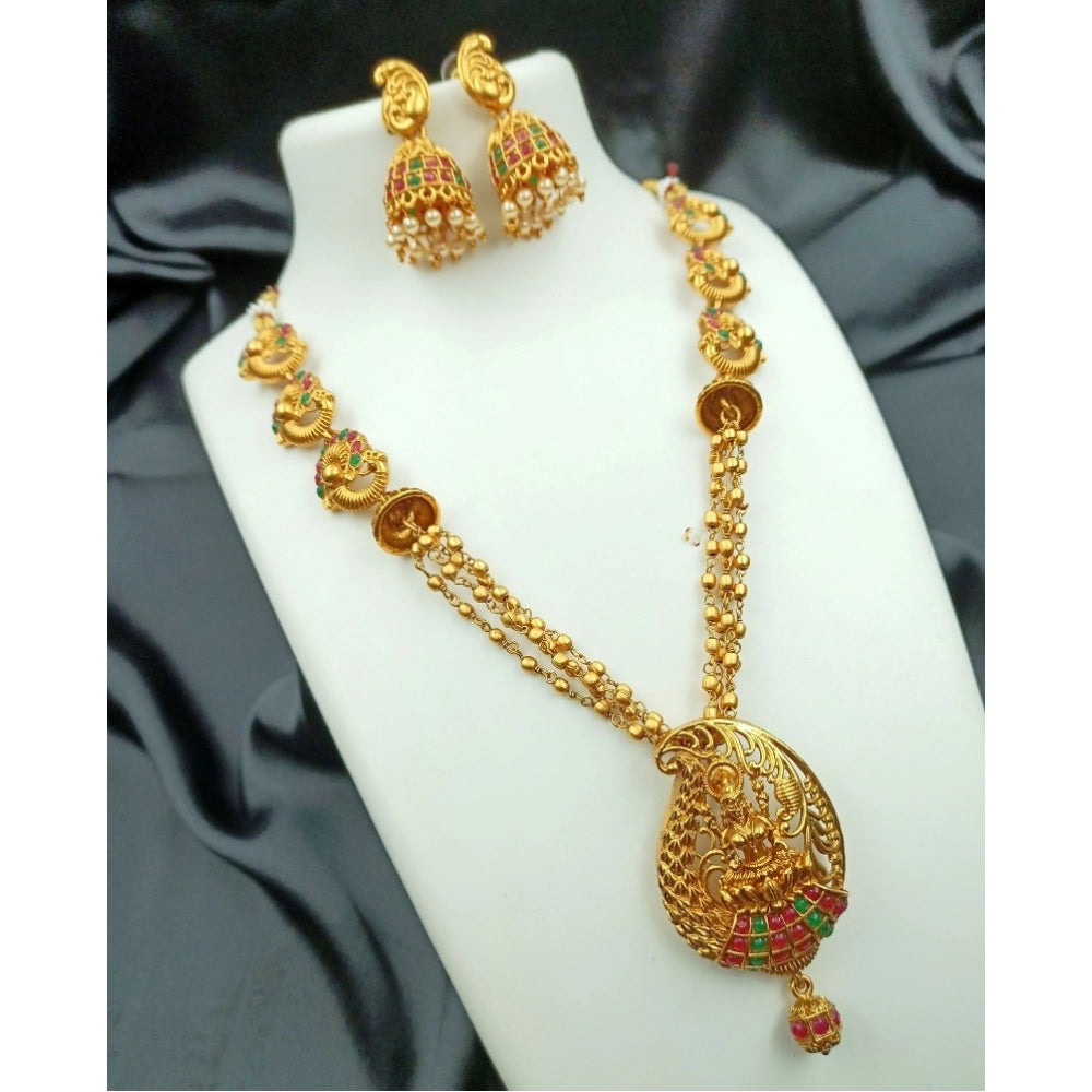 Snuggle Lifestyle Co. Women's Traditional Temple Necklace and Earrings Set in Gold (Multi Color, Free Size)
