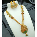 Snuggle Lifestyle Co. Women's Traditional Temple Necklace and Earrings Set in Gold (Green, Free Size)