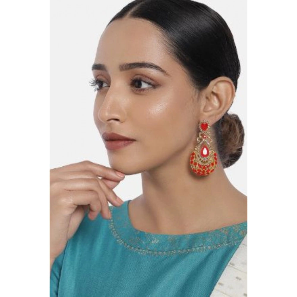 Snuggle Lifestyle Co. Women's Rose Gold Plated Alloy Earrings (Gold &amp; Red)