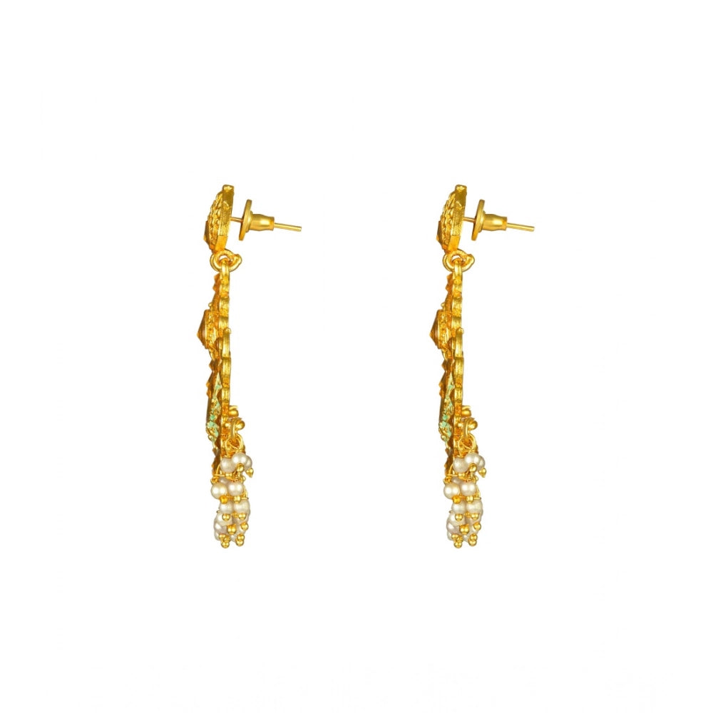 Snuggle Lifestyle Co. Women's Rose Gold Plated Alloy Kundan Earrings &amp; Mangtikka (Green)