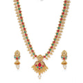 Snuggle Lifestyle Co. Women's Rose Gold Plated Alloy Necklace &amp; Earings Set (Green &amp; Red)