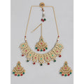 Snuggle Lifestyle Co. Women's Rose Gold Plated Alloy Necklace &amp; Earings Set (Light Green)