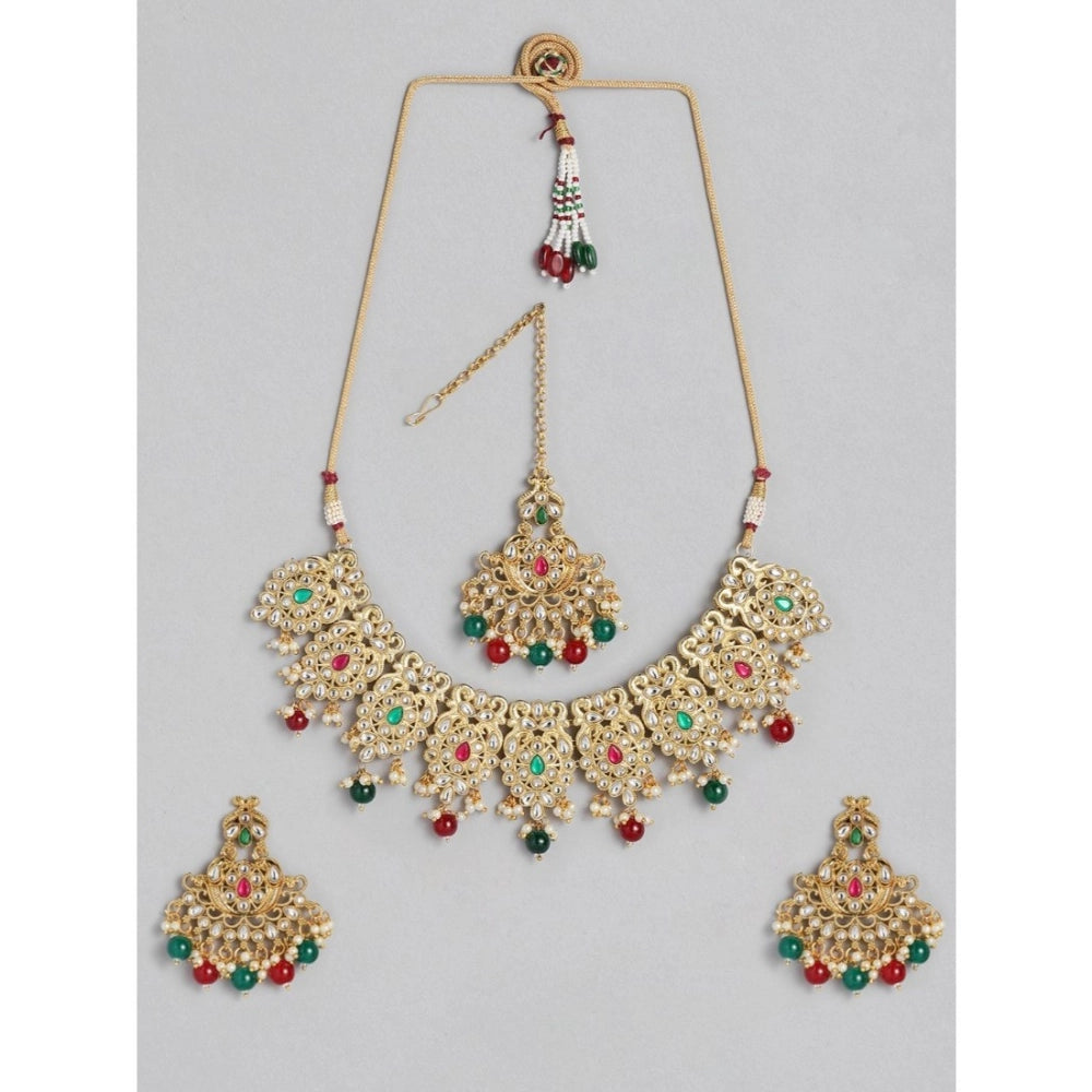 Snuggle Lifestyle Co. Women's Rose Gold Plated Alloy Necklace &amp; Earings Set (Light Green)
