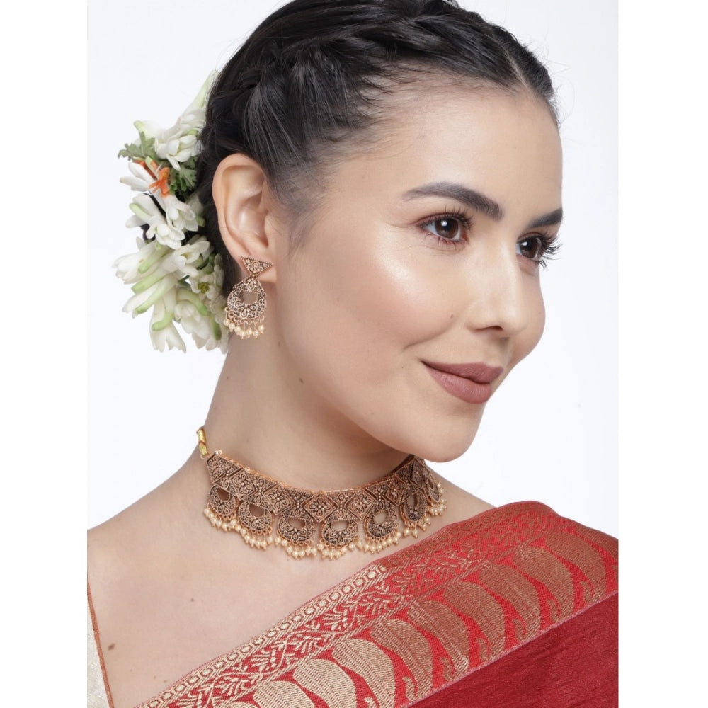 Snuggle Lifestyle Co. Women's Rose Gold Plated Alloy Necklace &amp; Earings Set (Gold)