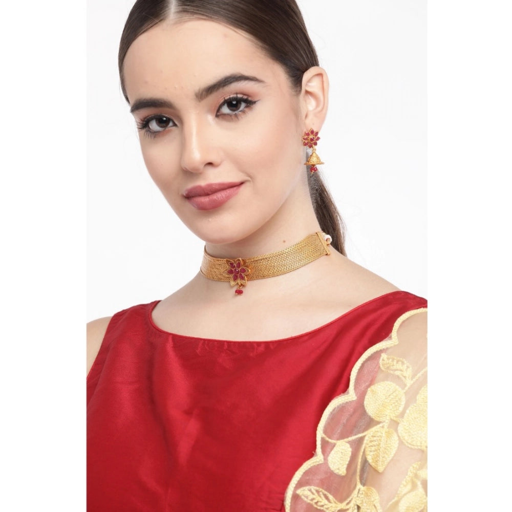 Snuggle Lifestyle Co. Women's Rose Gold Plated Alloy Necklace &amp; Earings Set (Gold)