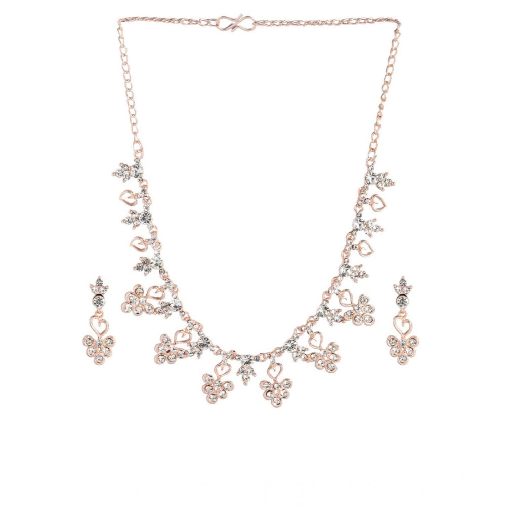 Snuggle Lifestyle Co. Women's Rose Gold Plated Brass Necklace &amp; Earings Set (Gold)