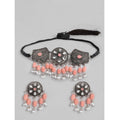 Snuggle Lifestyle Co. Women's Rose Gold Plated Alloy Necklace &amp; Earings Set (Orange)