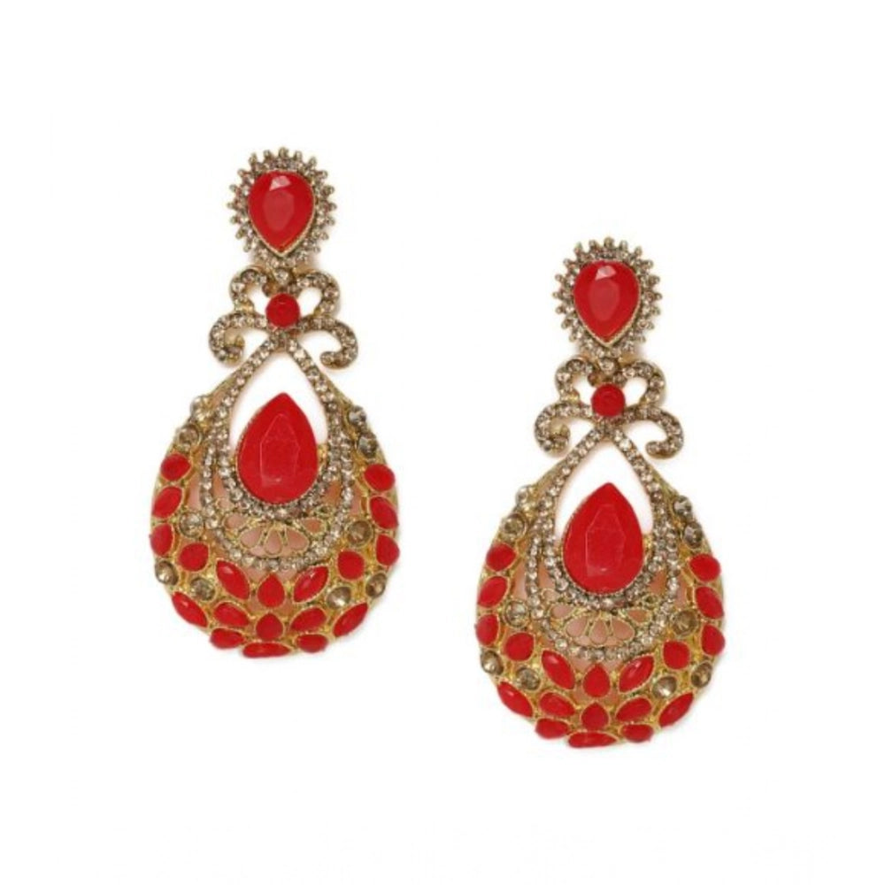 Snuggle Lifestyle Co. Women's Rose Gold Plated Alloy Earrings (Gold &amp; Red)