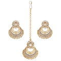Snuggle Lifestyle Co. Women's Rose Gold Plated Alloy Kundan Earrings &amp; Mangtikka (White)
