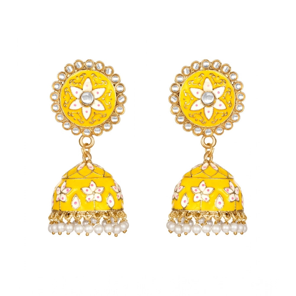 Snuggle Lifestyle Co. Women's Rose Gold Plated Alloy Earrings (Yellow)