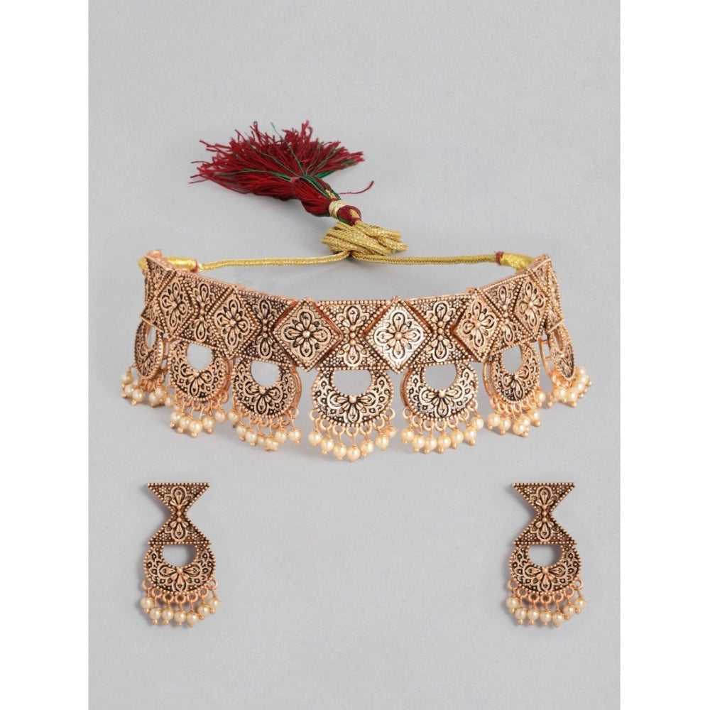Snuggle Lifestyle Co. Women's Rose Gold Plated Alloy Necklace &amp; Earings Set (Gold)