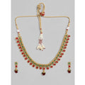 Snuggle Lifestyle Co. Women's Rose Gold Plated Alloy Necklace &amp; Earings Set (Green &amp; Red)