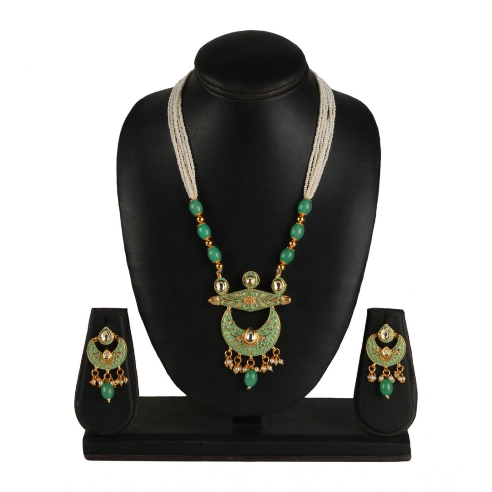 Snuggle Lifestyle Co. Women's Rose Gold Plated Alloy Necklace &amp; Earings Set (Green)