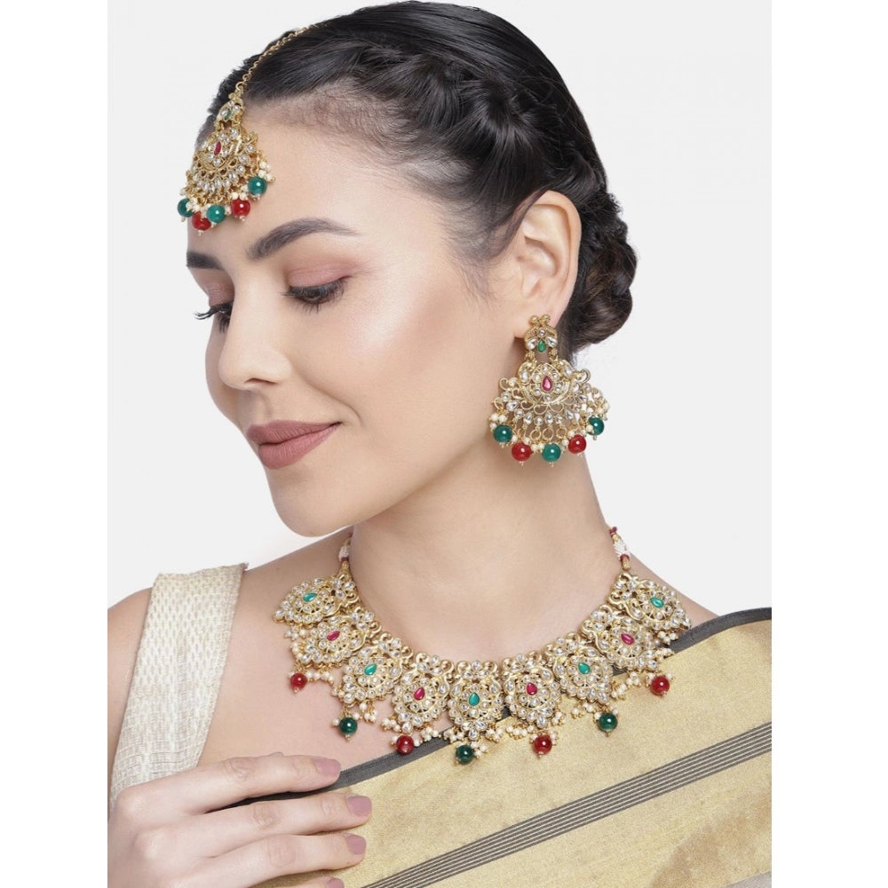 Snuggle Lifestyle Co. Women's Rose Gold Plated Alloy Necklace &amp; Earings Set (Light Green)