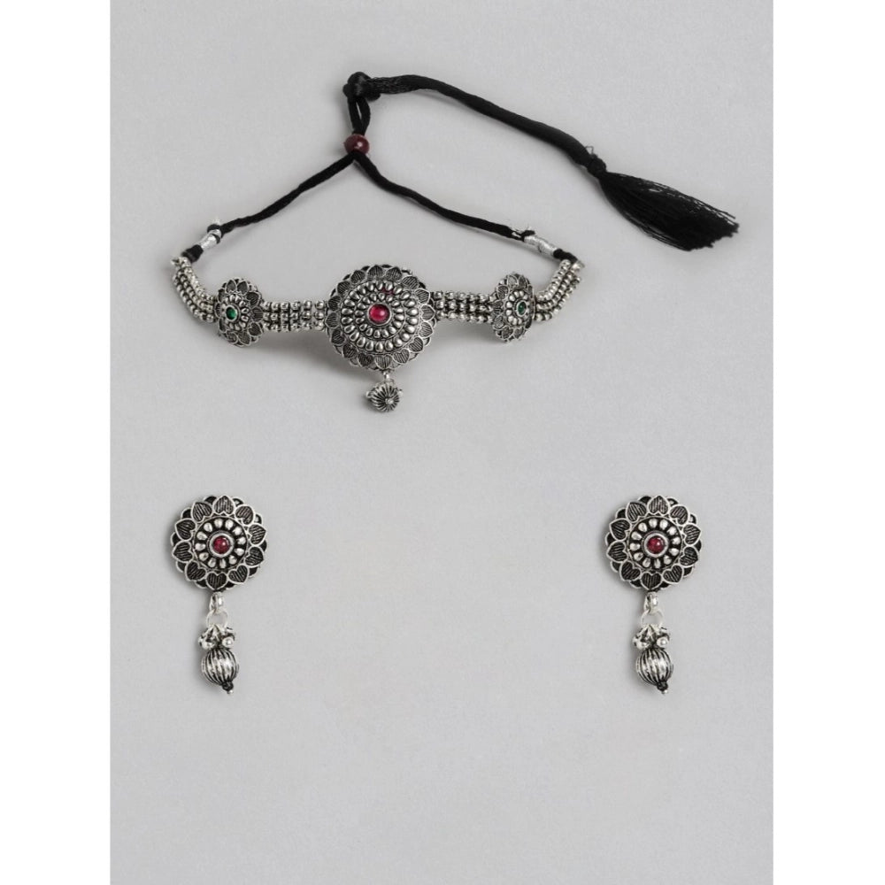 Snuggle Lifestyle Co. Women's Rose Gold Plated Alloy Necklace &amp; Earings Set (Silver)