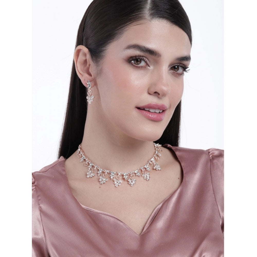 Snuggle Lifestyle Co. Women's Rose Gold Plated Brass Necklace &amp; Earings Set (Gold)