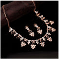 Snuggle Lifestyle Co. Women's Rose Gold Plated Brass Necklace &amp; Earings Set (Gold)