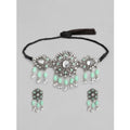 Snuggle Lifestyle Co. Women's Rose Gold Plated Alloy Necklace &amp; Earings Set (Light Green)