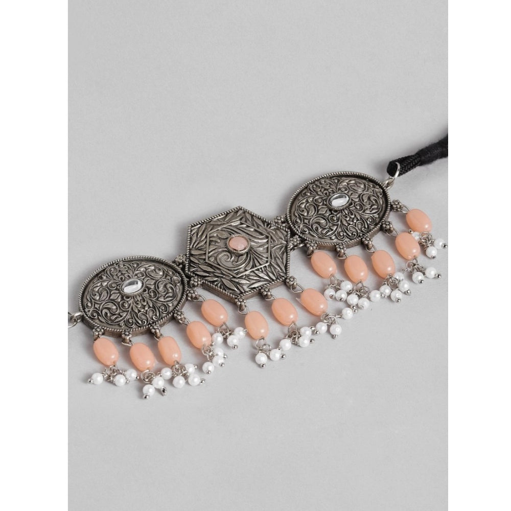Snuggle Lifestyle Co. Women's Rose Gold Plated Alloy Necklace &amp; Earings Set (Orange)