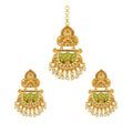 Snuggle Lifestyle Co. Women's Rose Gold Plated Alloy Kundan Earrings &amp; Mangtikka (Green)