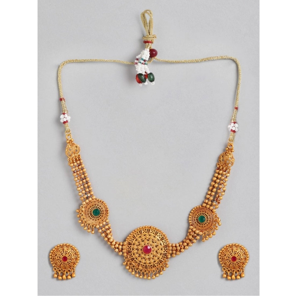 Snuggle Lifestyle Co. Women's Rose Gold Plated Alloy Necklace &amp; Earings Set (Multicolor)