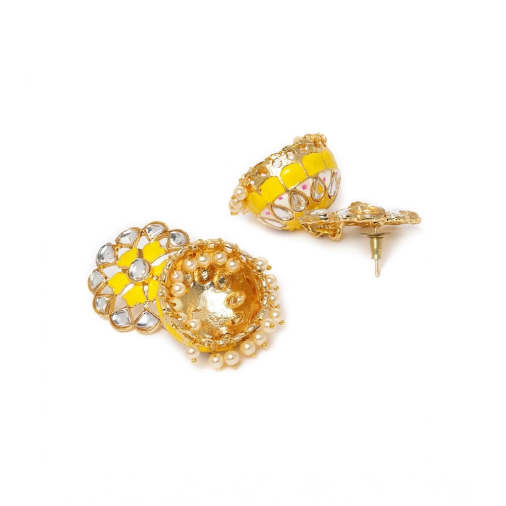 Snuggle Lifestyle Co. Women's Rose Gold Plated Alloy Earrings (Yellow)