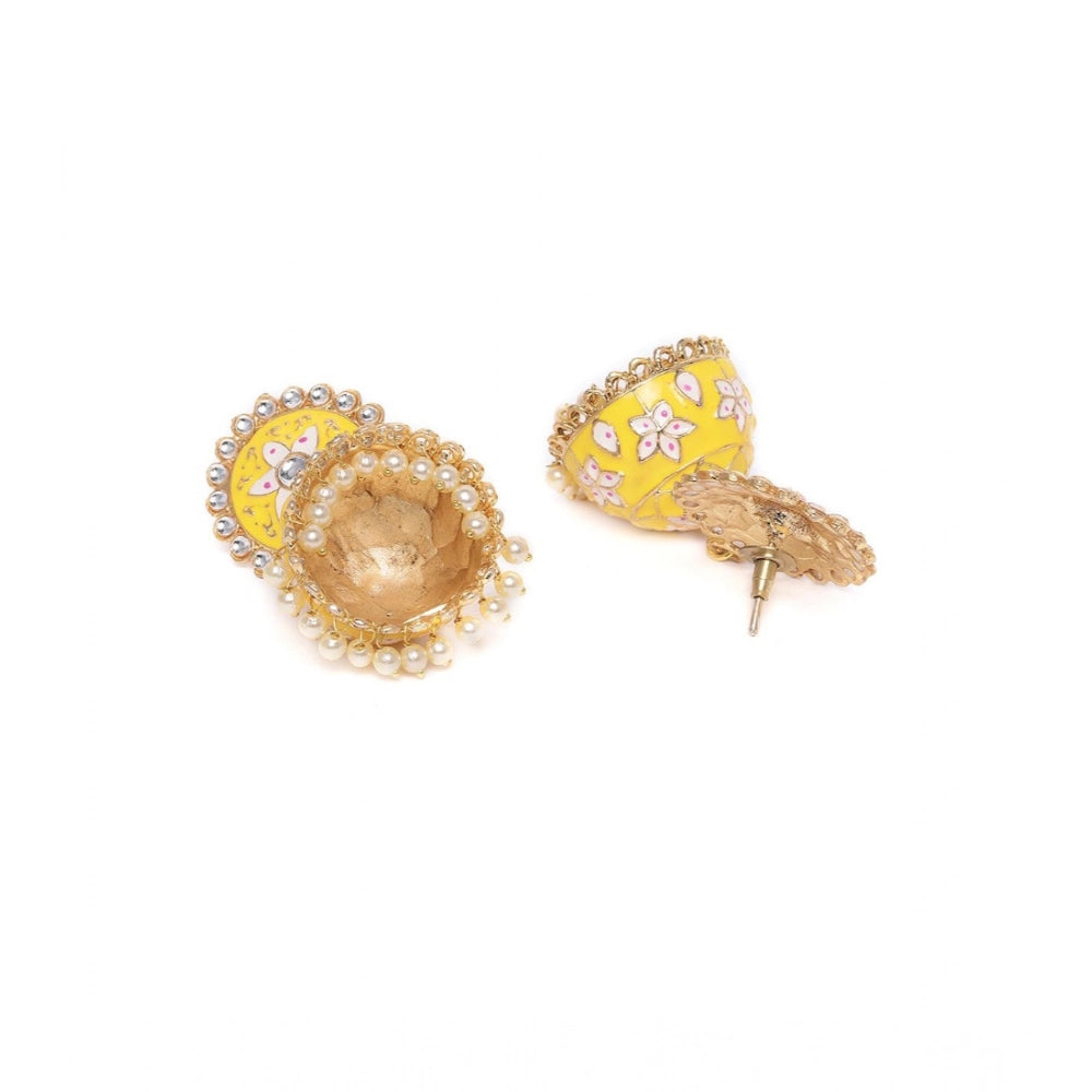 Snuggle Lifestyle Co. Women's Rose Gold Plated Alloy Earrings (Yellow)
