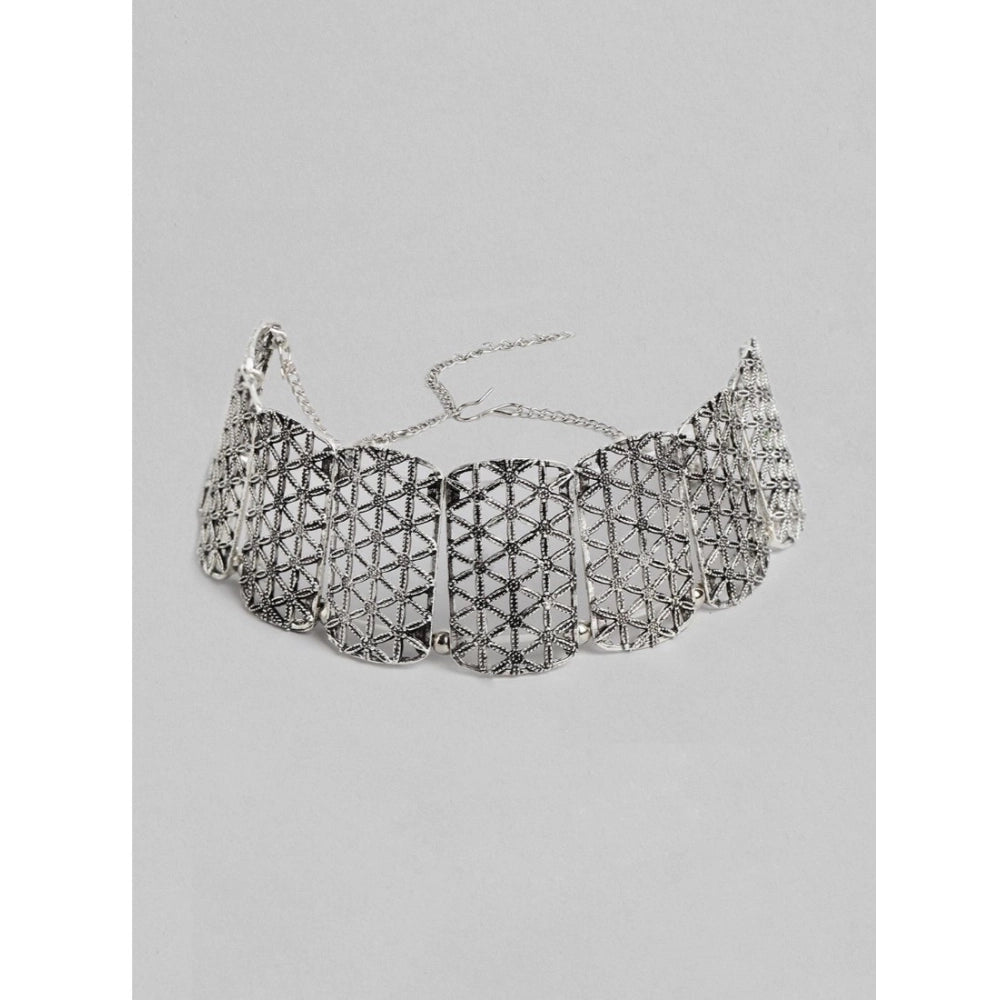 Snuggle Lifestyle Co. Women's Rose Gold Plated Alloy Choker (Silver)