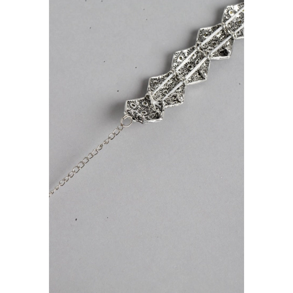 Snuggle Lifestyle Co. Women's Rose Gold Plated Alloy Choker (Silver &amp; Black)