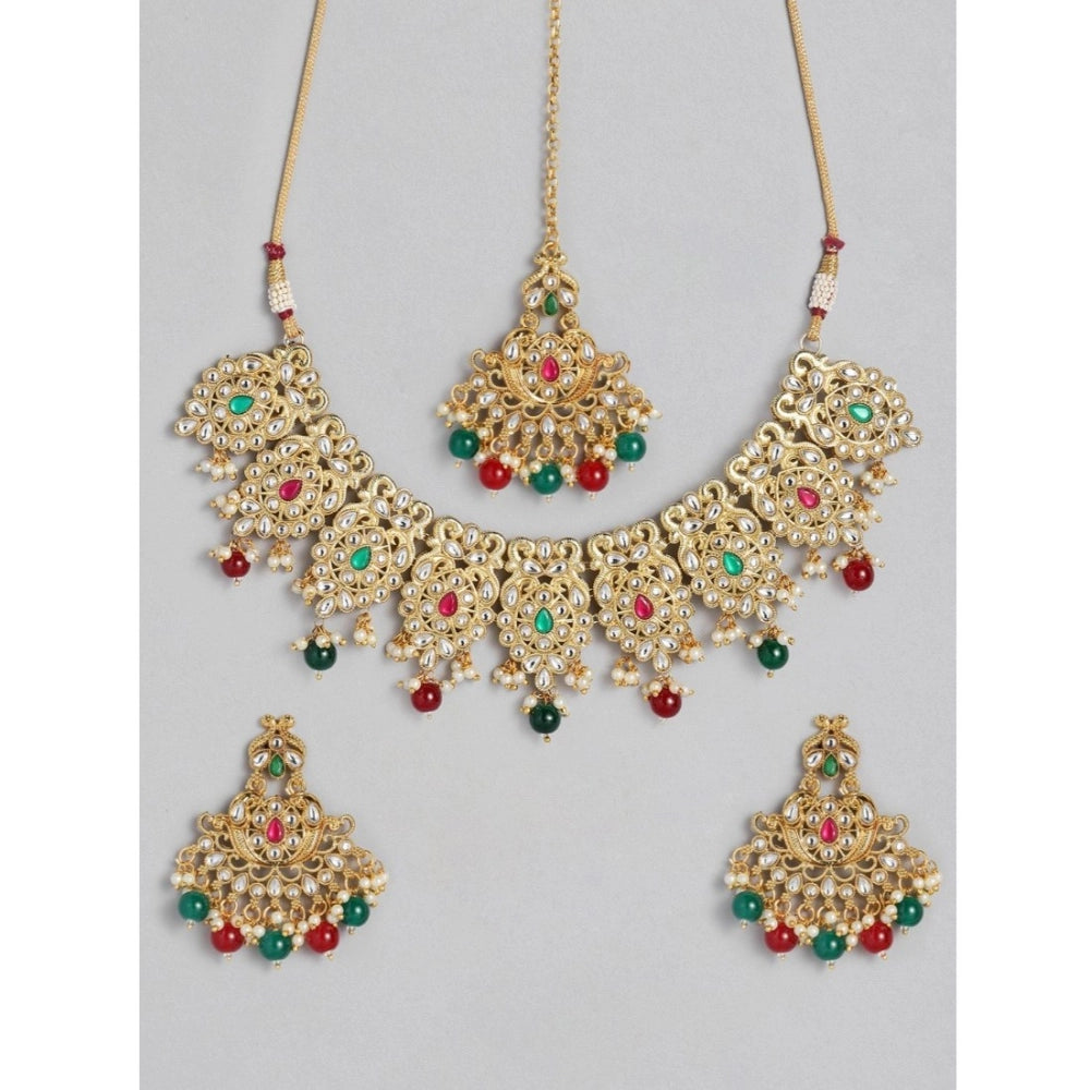 Snuggle Lifestyle Co. Women's Rose Gold Plated Alloy Necklace &amp; Earings Set (Light Green)