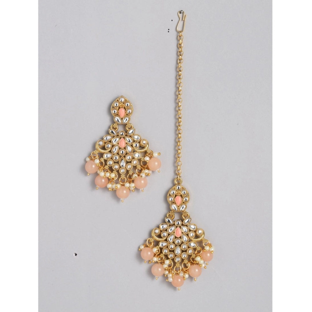 Snuggle Lifestyle Co. Women's Rose Gold Plated Alloy Necklace &amp; Earings Set (Pink)