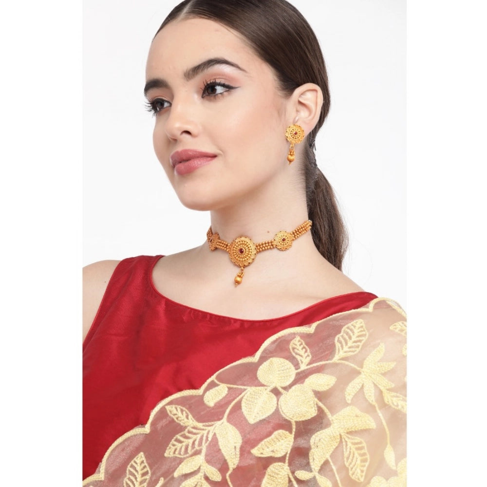 Snuggle Lifestyle Co. Women's Rose Gold Plated Alloy Necklace &amp; Earings Set (Gold)