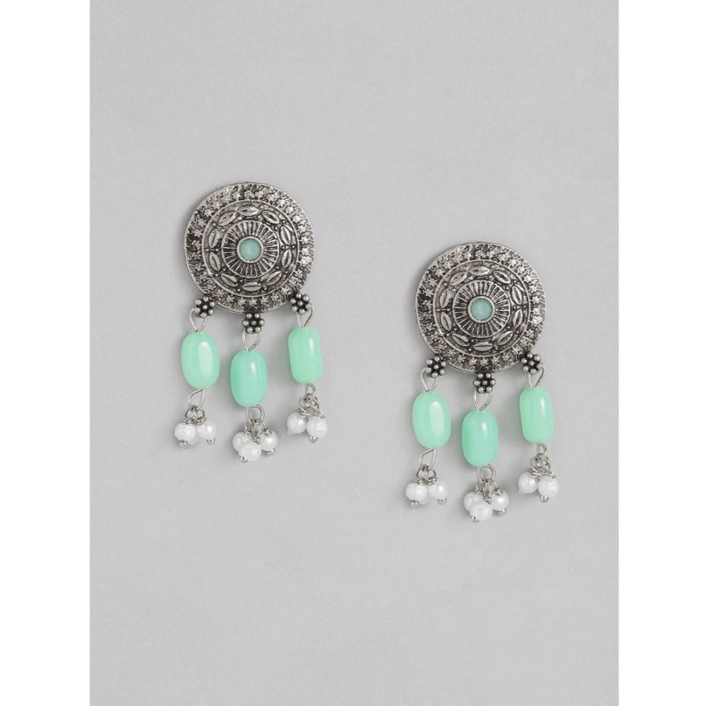 Snuggle Lifestyle Co. Women's Rose Gold Plated Alloy Necklace &amp; Earings Set (Light Green)