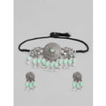 Snuggle Lifestyle Co. Women's Rose Gold Plated Alloy Necklace &amp; Earings Set (Light Green)