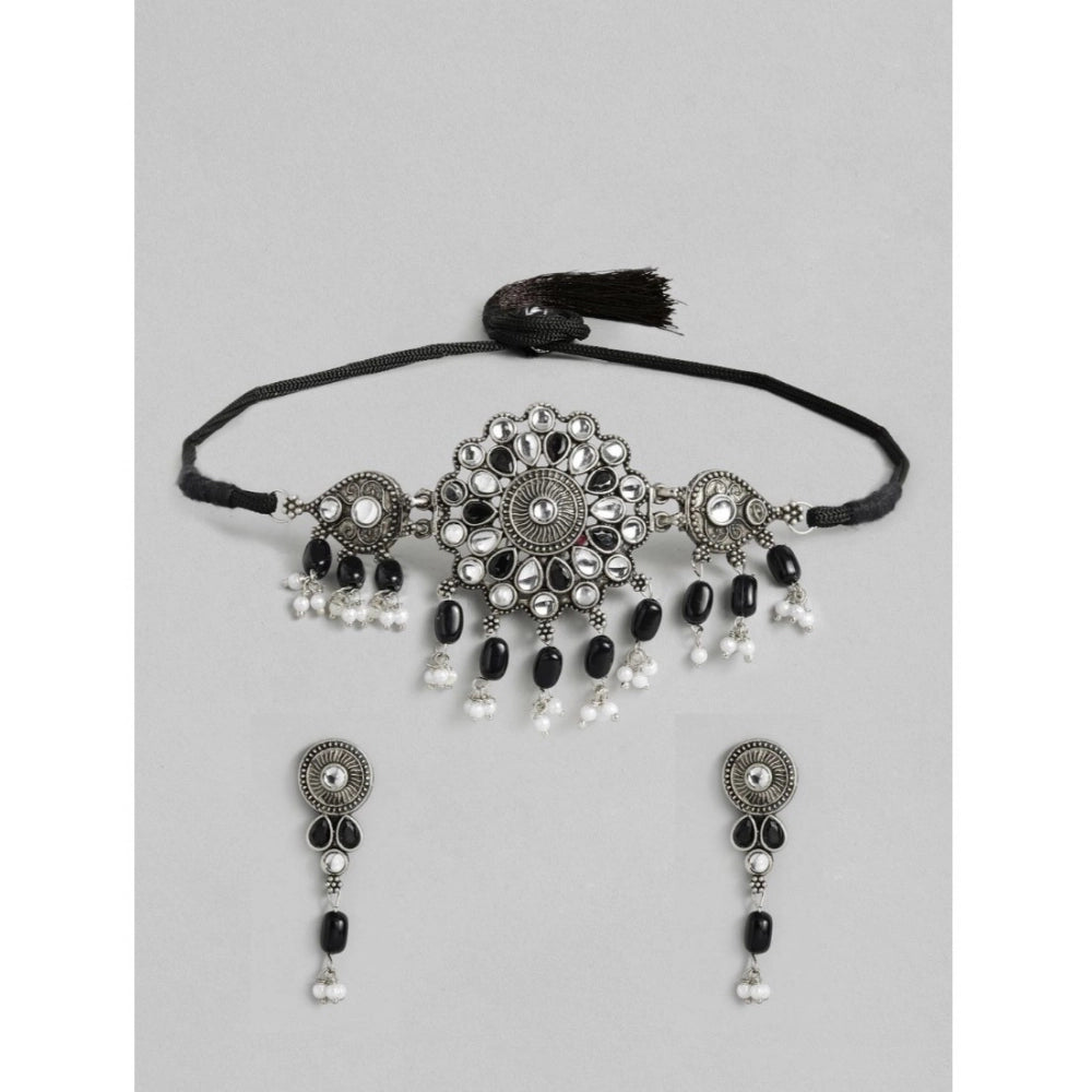 Snuggle Lifestyle Co. Women's Rose Gold Plated Alloy Necklace &amp; Earings Set (Black)
