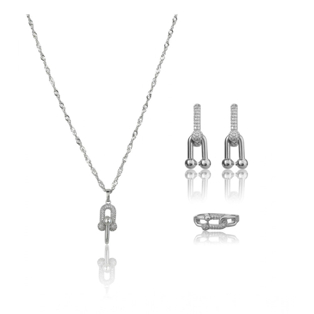 Snuggle Lifestyle Co. Women's Stainless Steel Unique Design Silverpolish Combo Jewelry (Silver Plated)