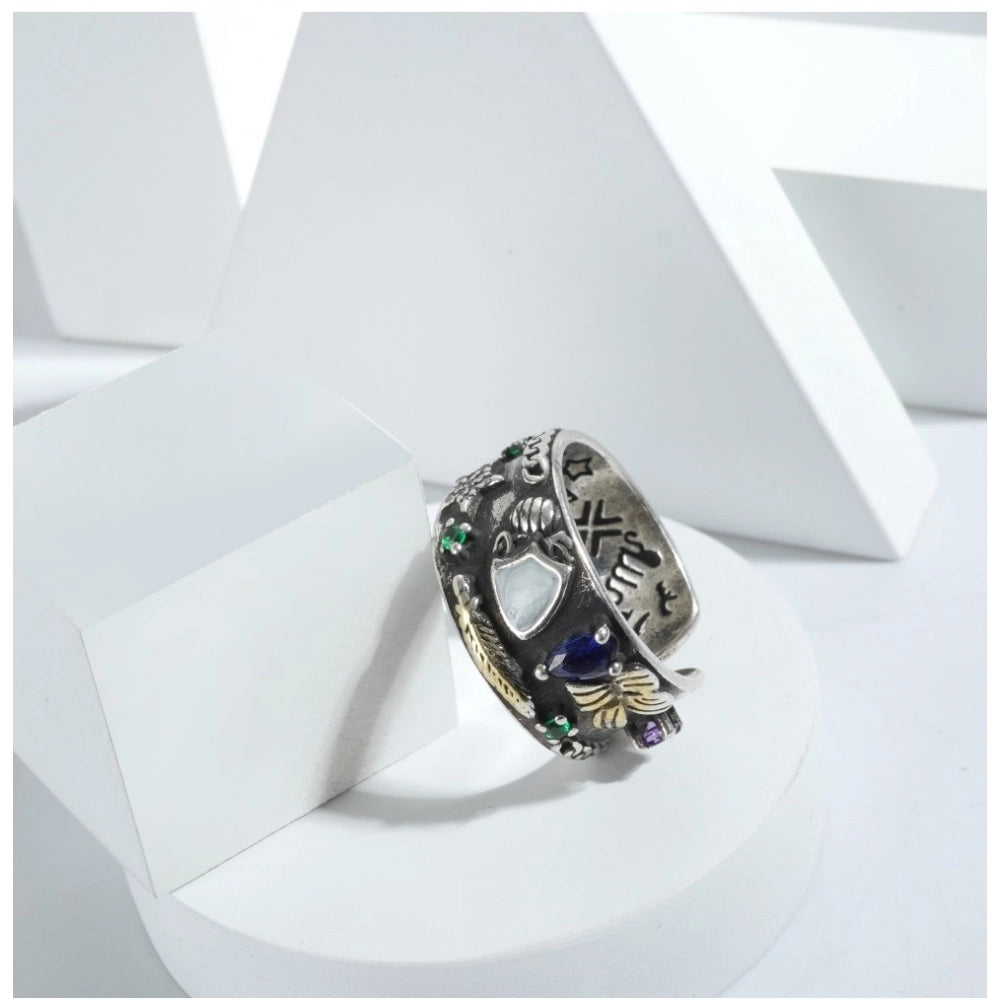 Snuggle Lifestyle Co. Stainless Steel Imported High-Quality Office Wear Freesize Ring (Silver Plated)