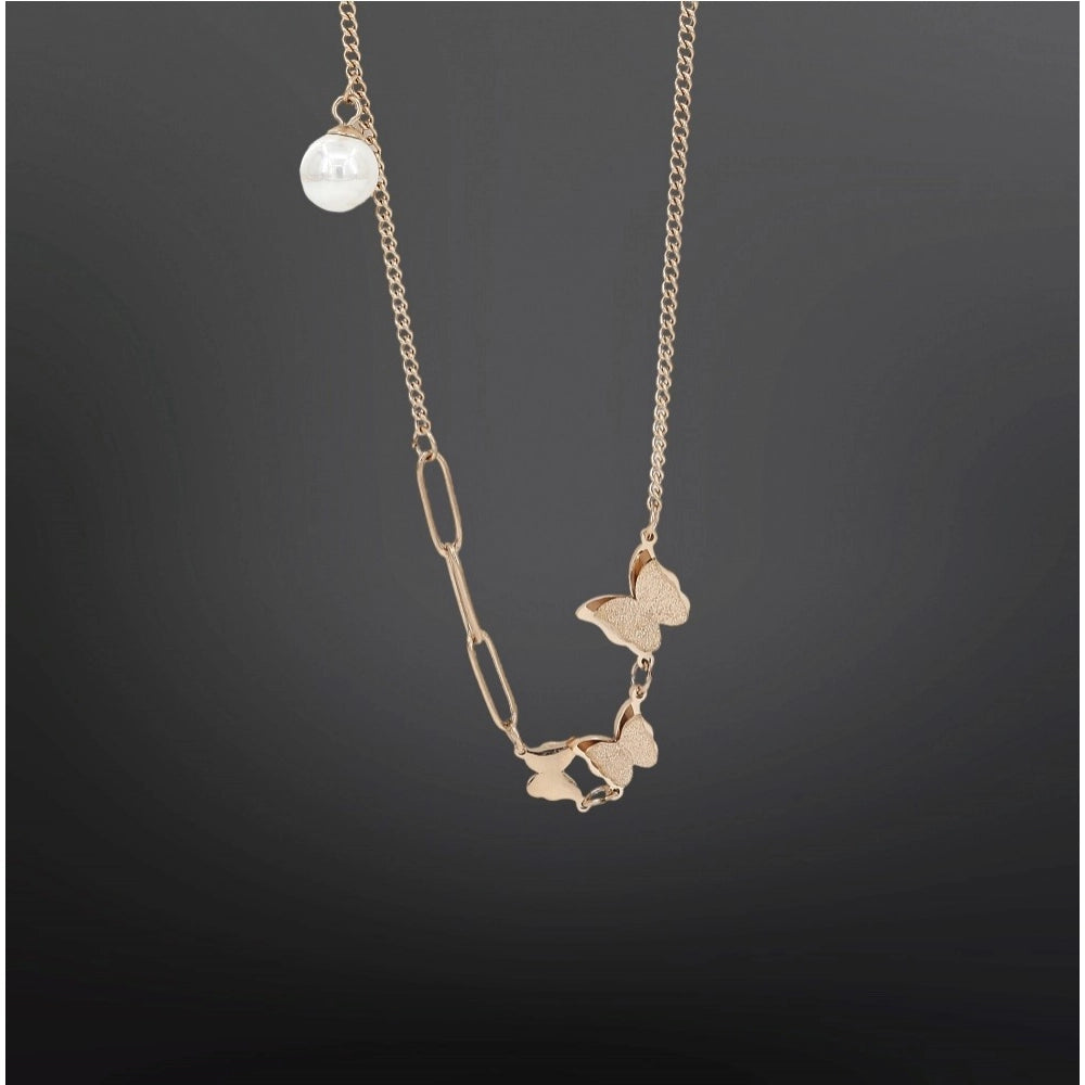 Snuggle Lifestyle Co. Women's Stainless Steel Butterfly Pendent Delicate Chain (Gold Plated)