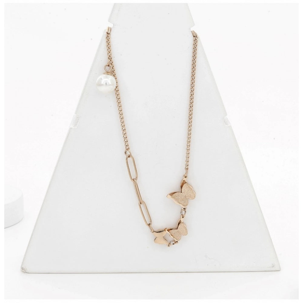 Snuggle Lifestyle Co. Women's Stainless Steel Butterfly Pendent Delicate Chain (Gold Plated)